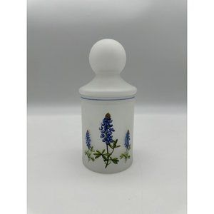 Vintage Viking Glass Frosted Botanical Flower Bubble Top Apothecary Jar